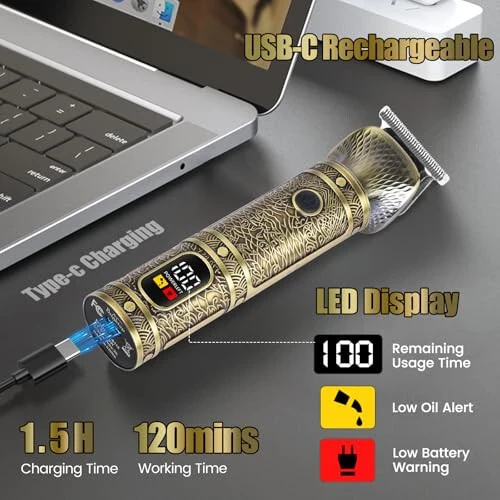 Brightup Beard Trimmer for Men, Electric Razor Shavers for Men, Professional Zero Gapped T-Blade Trimmer, Cordless Hair Clipper, 7 in 1 Grooming Kit for Face Mustache Body Nose Trimmer, Gift for Men - 4