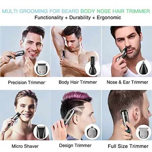 Brightup Beard Trimmer for Men with Travel Case- Electric Razor & Shaver, Cordless Hair Clippers Trimmers Set, IPX7 Waterproof Mens Grooming Kit for Face, Mustache, Body, Ear, Nose Hair Trimmer - BRIGHTUP (1)