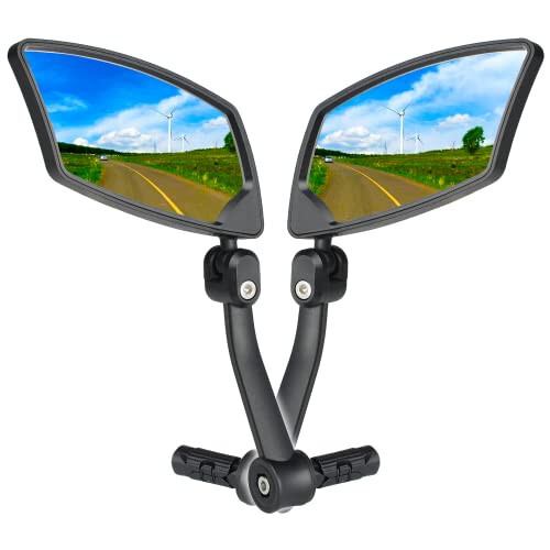 BriskMore Bar End Bike Mirrors, High–Definition Convex Glass Lens for E-Bike Handlebars, Scratch Resistant, Safe Rearview Bicycle Mirror - BRISKMORE