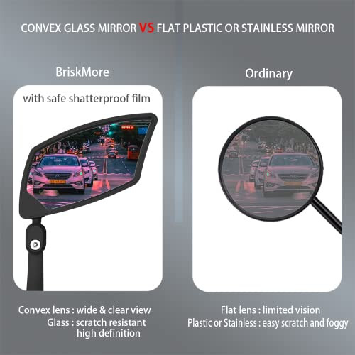 BriskMore Bar End Bike Mirrors, High–Definition Convex Glass Lens for E-Bike Handlebars, Scratch Resistant, Safe Rearview Bicycle Mirror - 3