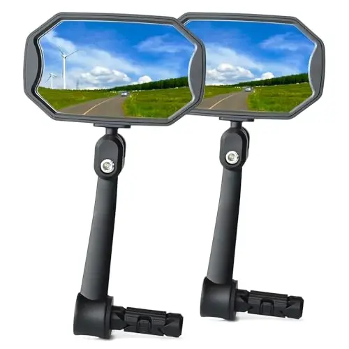 BriskMore Bar End Bike Mirrors, High–Definition Convex Glass Lens for E-Bike Handlebars, Scratch Resistant, Safe Rearview 1 Pair Bicycle Mirror(Right And Left Side) - 2