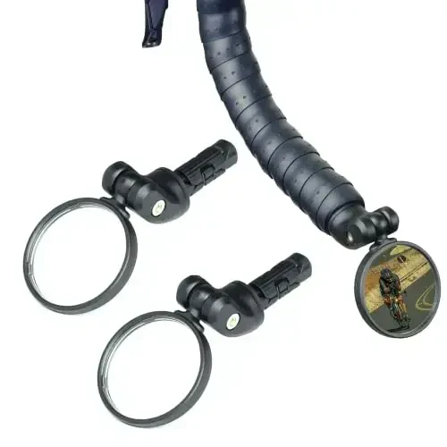 BriskMore Bike Mirrors, Bike Bar End Mirror, HD Glass Convex Lens Bicycle Rearview Mirror, Safe Cycling Rearview Mirror, Easy to Install - BRISKMORE