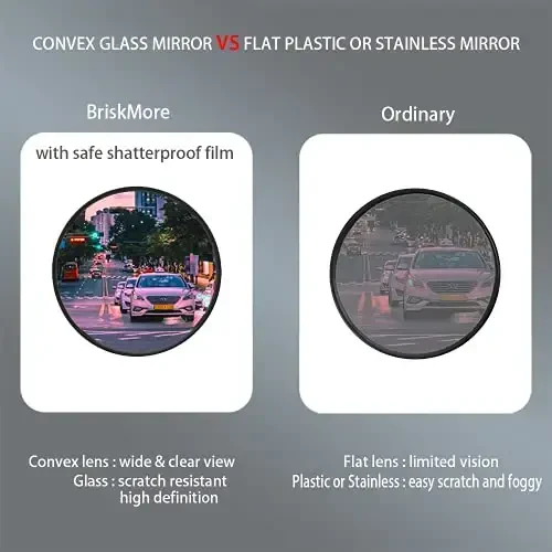 BriskMore Bike Mirrors, Bike Bar End Mirror, HD Glass Convex Lens Bicycle Rearview Mirror, Safe Cycling Rearview Mirror, Easy to Install - 3