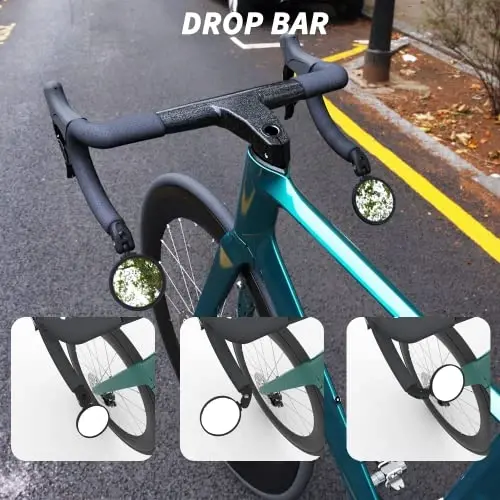 BriskMore Bike Mirrors,Bike Bar End Mirror, HD Glass Convex Lens Bicycle Rearview Mirror, Safe Cycling Rearview Mirror, Easy to Install - 5