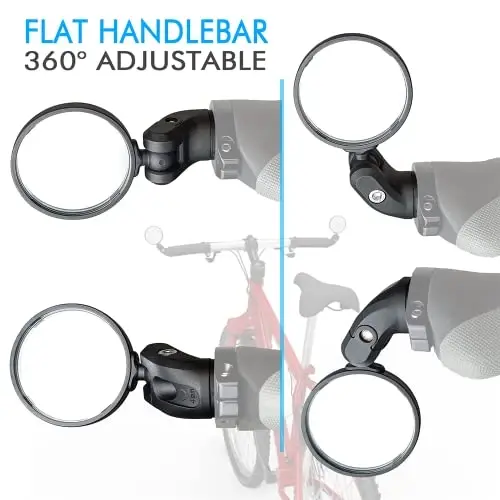 BriskMore Bike Mirrors,Bike Bar End Mirror, HD Glass Convex Lens Bicycle Rearview Mirror, Safe Cycling Rearview Mirror, Easy to Install - 5