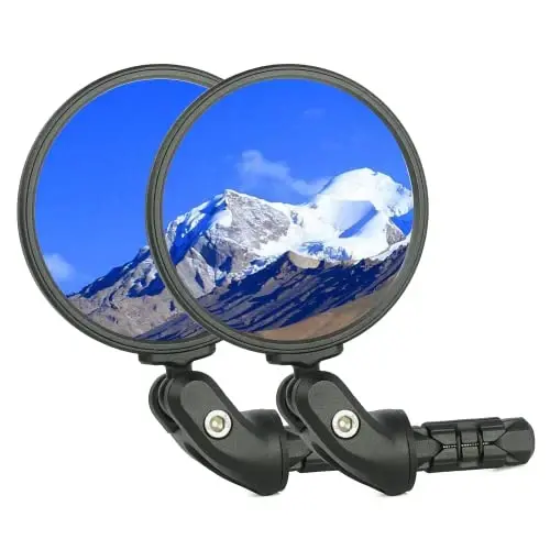 BriskMore Bike Mirrors,Bike Bar End Mirror, HD Glass Convex Lens Bicycle Rearview Mirror, Safe Cycling Rearview Mirror, Easy to Install - BRISKMORE