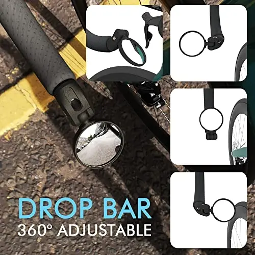 BriskMore Bisiklet Aynaları, Bisiklet Gidon Ucu Aynası, HD Cam Dışbükey Lens Bisiklet Dikiz Aynası, Güvenli Bisiklet Dikiz Aynası, Kurulumu Kolay - 4