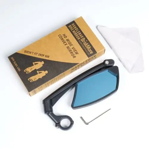 BriskMore Handlebar Bike Mirror, Scratch Resistant Glass Lens, Ajustable and Rotatable Safe Rearview Bicycle Mirror - 5