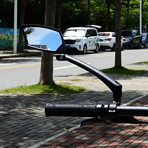 BriskMore Handlebar Bike Mirror, Scratch Resistant Glass Lens, Ajustable and Rotatable Safe Rearview Bicycle Mirror - 5