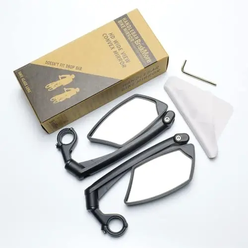BriskMore Handlebar Bike Mirror, Scratch Resistant Glass Lens, Ajustable and Rotatable Safe Rearview Bicycle Mirror - 5