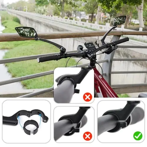 BriskMore Handlebar Bike Mirror, Scratch Resistant Glass Lens, Ajustable and Rotatable Safe Rearview Bicycle Mirror - 6