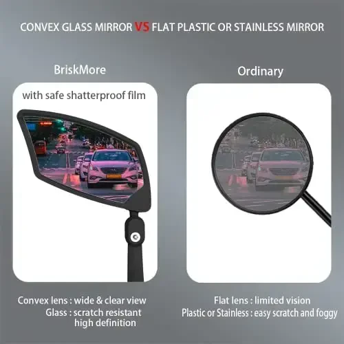 BriskMore Handlebar Bike Mirror - HD Blast-Resistant, Adjustable Rotatable Rearview Mirror for Left Side Bicycle - 4