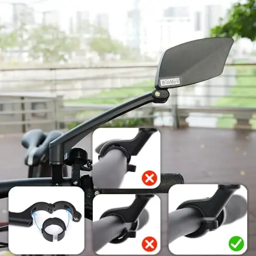 BriskMore Handlebar Bike Mirror, Scratch Resistant Glass Lens, Adjustable and Rotatable Safe Rearview Bicycle Mirror - 8