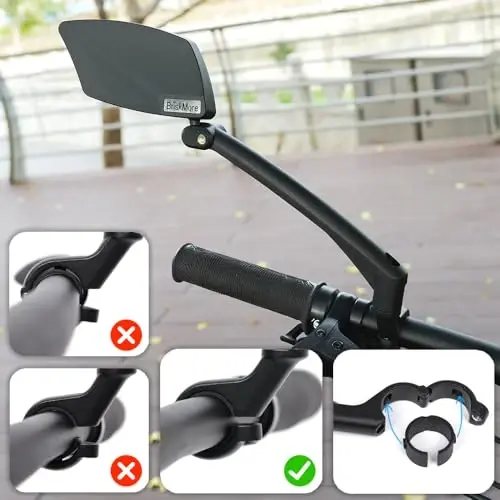 BriskMore Handlebar Bike Mirror, Scratch Resistant Glass Lens, Ajustable and Rotatable Safe Rearview Bicycle Mirror - 6