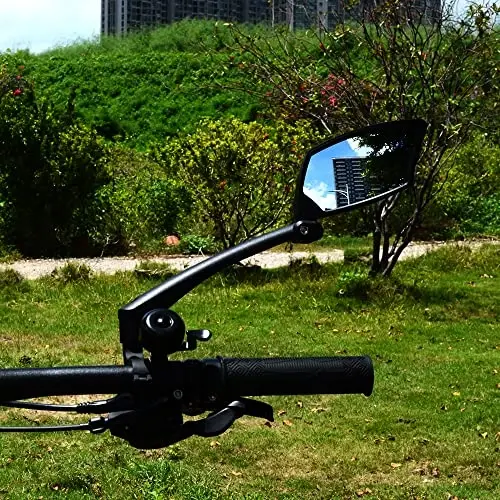 BriskMore Handlebar Bike Mirror, Tirnalishga chidamli shisha linzalari, sozlanishi va aylanadigan xavfsiz orqa ko'rinishli velosiped oynasi - 5