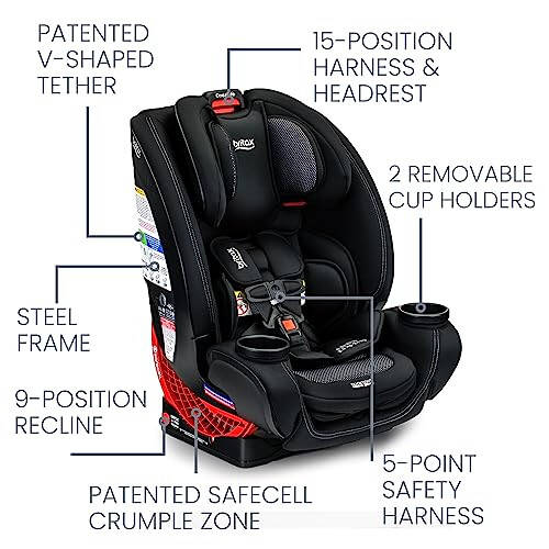 Britax One4Life Dönüştürülebilir Oto Koltuğu Paketi, 5-120 lbs Arası 10 Yıl Kullanım, Arkasına/Önüne Yönelik Bebekten Takviye Koltuğa - 4