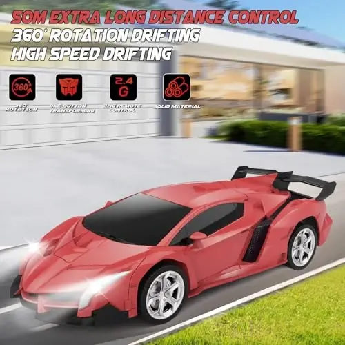 Britik Transform Remote Control Car Toy for Kids 4 5 6 7 8, Remote Control Car for Boys 4-7, Transform Cars for Boys 4-6, Toy Car 5 Year Old Boy, Toys for 3 4 5 6 7 8 9 10 11 12 Years Old Boy - 1