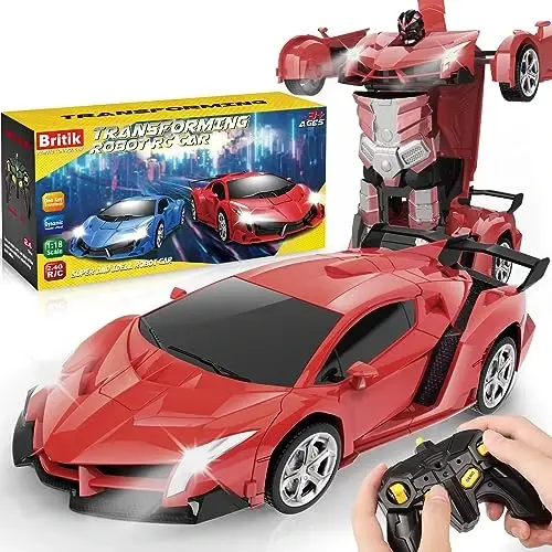Britik Transform Remote Control Car Toy for Kids 4 5 6 7 8, Remote Control Car for Boys 4-7, Transform Cars for Boys 4-6, Toy Car 5 Year Old Boy, Toys for 3 4 5 6 7 8 9 10 11 12 Years Old Boy - 1