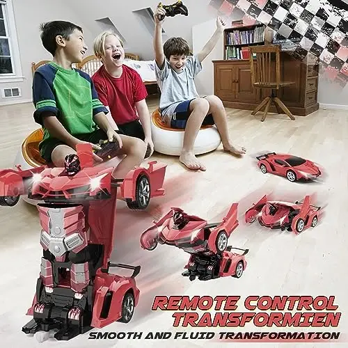 Britik Transform Remote Control Car Toy for Kids 4 5 6 7 8, Remote Control Car for Boys 4-7, Transform Cars for Boys 4-6, Toy Car 5 Year Old Boy, Toys for 3 4 5 6 7 8 9 10 11 12 Years Old Boy - 2
