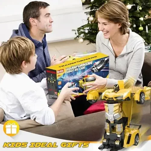 Britik Transform Remote Control Car - Rc Cars, One-Button Transforming, 360° Rotation Drifting, 2.4ghz 1: 18 Scale, Gift Kids Aged 4-6 Year Old Boys/Girls, Police Car Yellow - 7