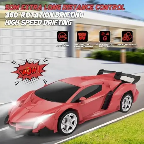 Britik Transform Remote Control Car Toy for Kids 4 5 6 7 8, Remote Control Car for Boys 4-7, Transform Cars for Boys 4-6, Toy Car 5 Year Old Boy, Toys for 3 4 5 6 7 8 9 10 11 12 Years Old Boy - 6