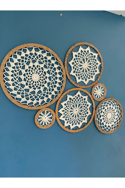 Altılı Bohem Düş Kapanı Duvar Dekoru Bej Renkli Evinize Şıklık Katın - GENEL MARKALAR