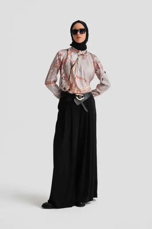 Брюки Armine с высокой талией и плиссировкой 24K2700, черные - 4