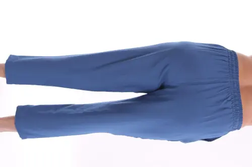 Брюки больших размеров цвета индиго на эластичном поясе - 5