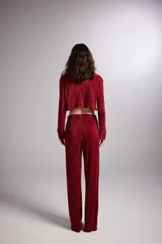 Брюки Comfy эластичные на резинке Бордовый-Бордовый - 5