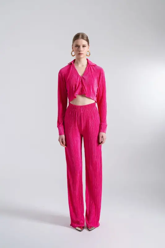 Брюки Comfy розовые эластичные с резинкой на талии - 3
