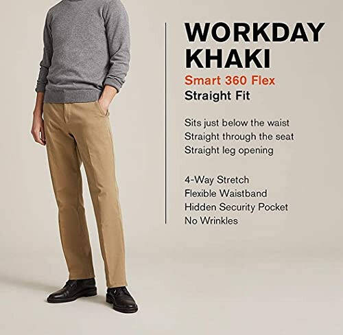 Брюки Dockers для мужчин классического кроя Workday Khaki Smart 360 FLEX (стандартный и большой и высокий) - 7