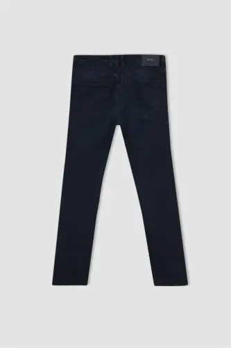 Брюки джинсовые Pedro Slim Fit прямого покроя с зауженными брючинами темно-синего цвета - 10