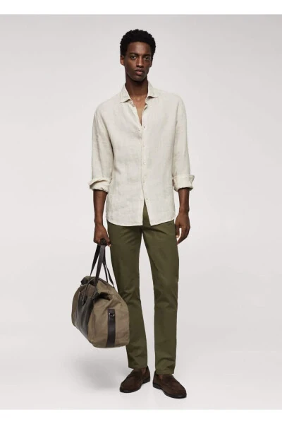 Брюки из сержи с облегающим покроем в стиле деним - MANGO MAN (1)