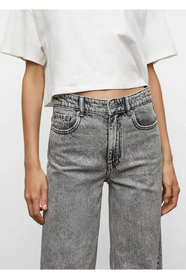 Брюки-кюлоты джинсовые с бесшовными манжетами - 4