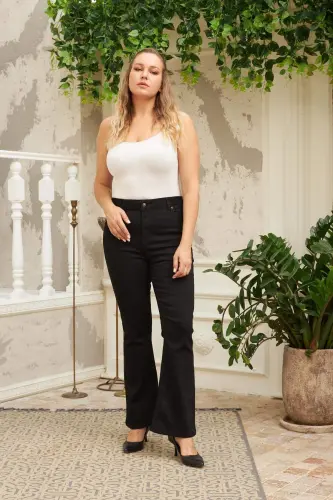 Брюки клеш больших размеров, черные джинсы - 5