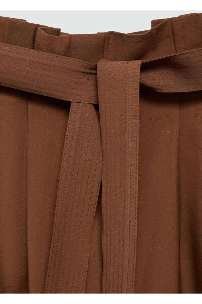 Брюки прямого покроя с поясом - 5