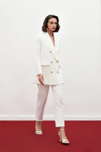 Брюки с корсетной деталью - ЭКРУ - SATEEN (1)