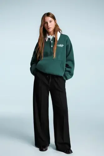 Брюки с широкими штанинами - BERSHKA (1)