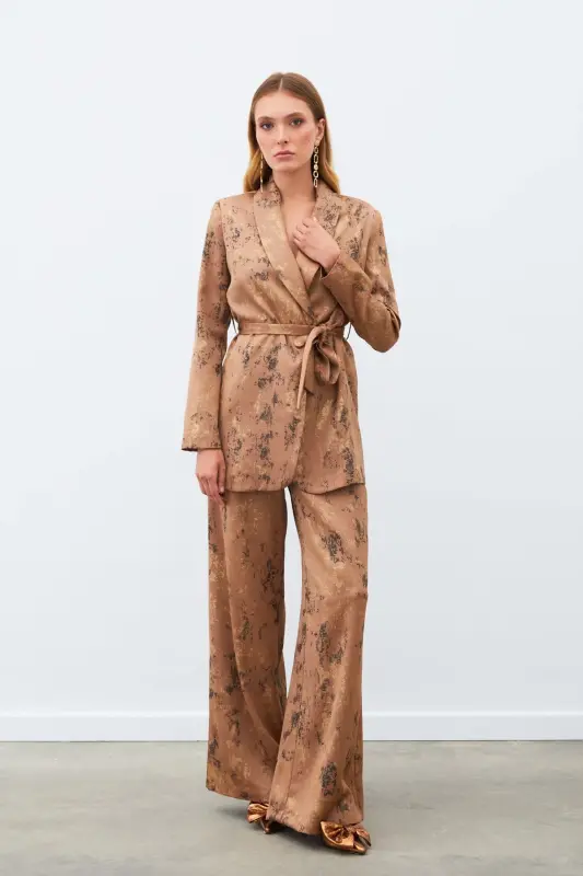 Брюки широкие с ярким узором - КОФЕ-КОФЕ - SATEEN