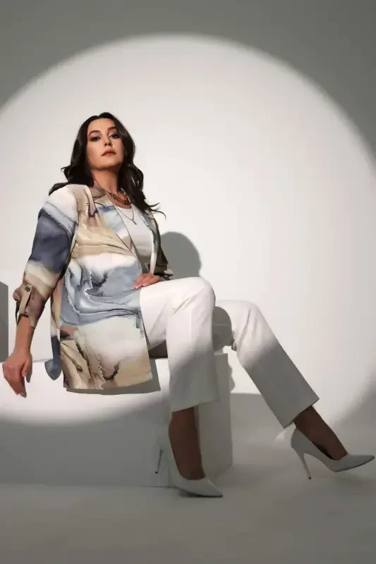 Брюки Trend42plus, большие размеры, эластичный пояс, узкие, белые. - 11