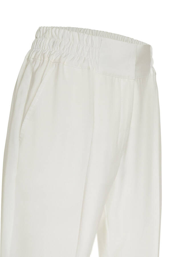 Брюки удобного кроя на резинке - Экрю - 2