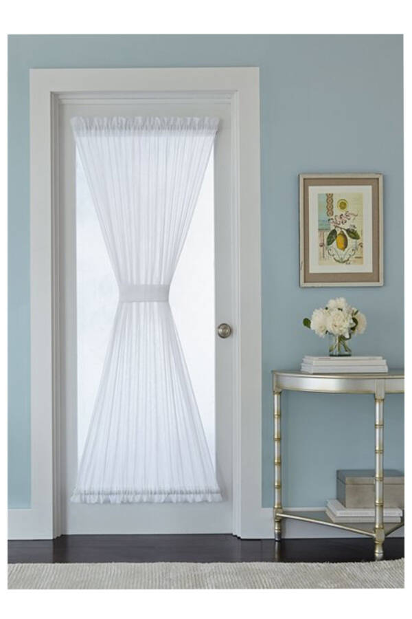 Briz Rod Ultra Pleated Plain Voile Curtain Suitable for Doors & Windows, Includes 2 Accessories - 1