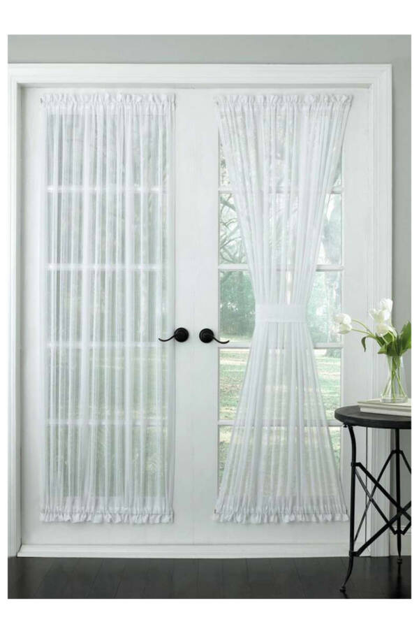 Briz Rod Ultra Pleated Plain Voile Curtain Suitable for Doors & Windows, Includes 2 Accessories - 2