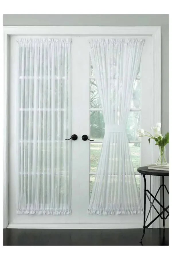 Briz Rod Ultra Pleated Plain Voile Curtain Suitable for Doors & Windows, Includes 2 Accessories - 2