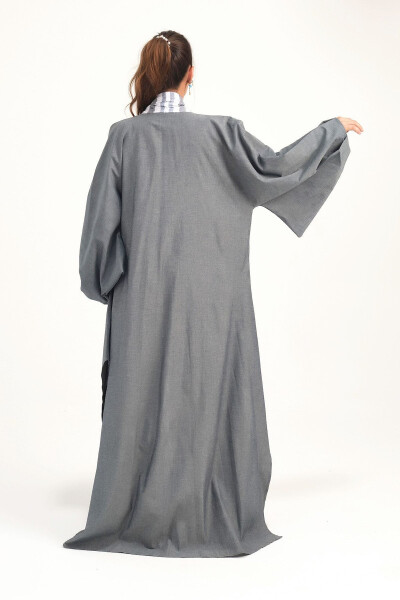 Brocade Linen Kaftan Grey - 4