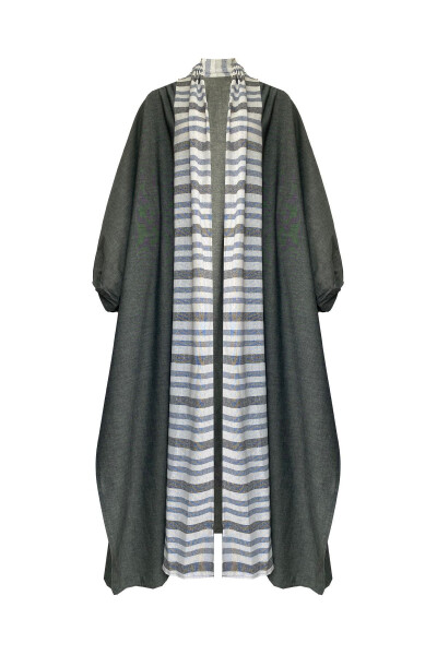 Brocade Linen Kaftan Grey - 5