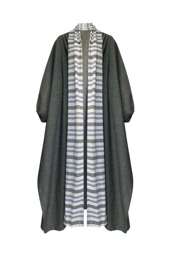 Brocade Linen Kaftan Grey - 5