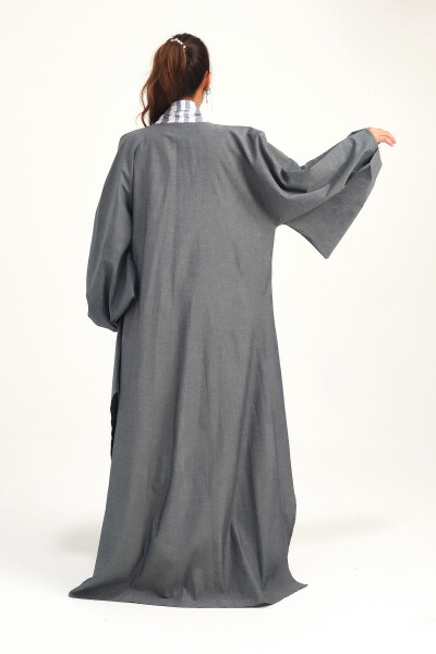 Brocade Linen Kaftan Grey - 11