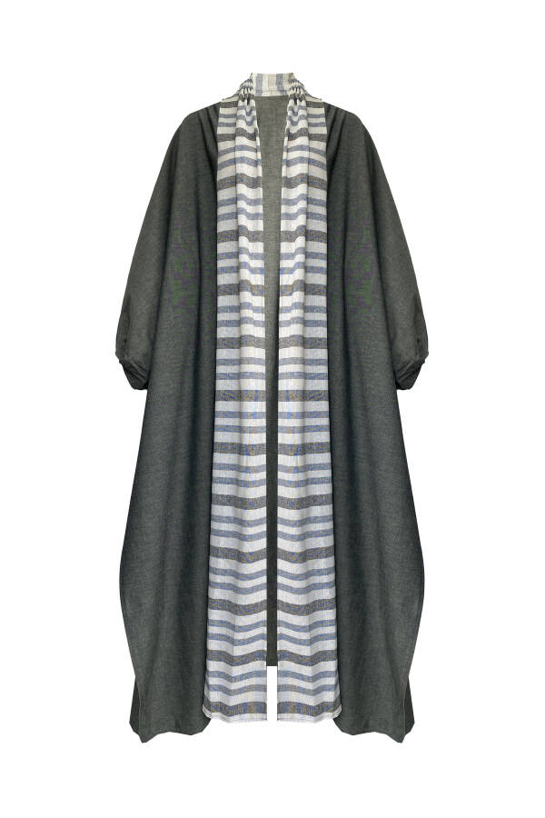 Brocade Linen Kaftan Grey - 12