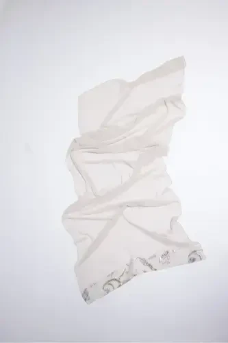 Brocard Trimmed Abaya White & Shawl-white - 5